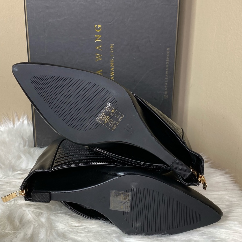 Azalea Wang Black Patent Wedge Bootie - Picture 10 of 11